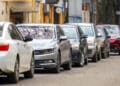 Cars parked along the side of the road