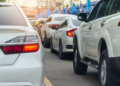 Cars waiting at a stoplight