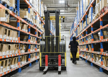 A worker prepares orders for shipping at la Vie en Rose distribution centre in Montreal, Quebec, Canada, on Tuesday, Feb. 27, 2024. Photographer: Graham Hughes/Bloomberg